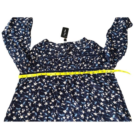 SONJA BETRO- WOMENS BLUE FLORAL LONG SLEEVE LIGHT WEIGHT TOP SIZE MEDIUM-NWT - Picture 7 of 8